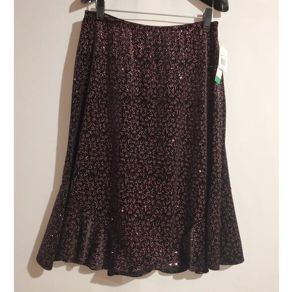 Notations Dresses & Skirts - Vtg Notations Deadstock Velvet Floral Glitter Sparkle Skirt L Petite Whimsygoth